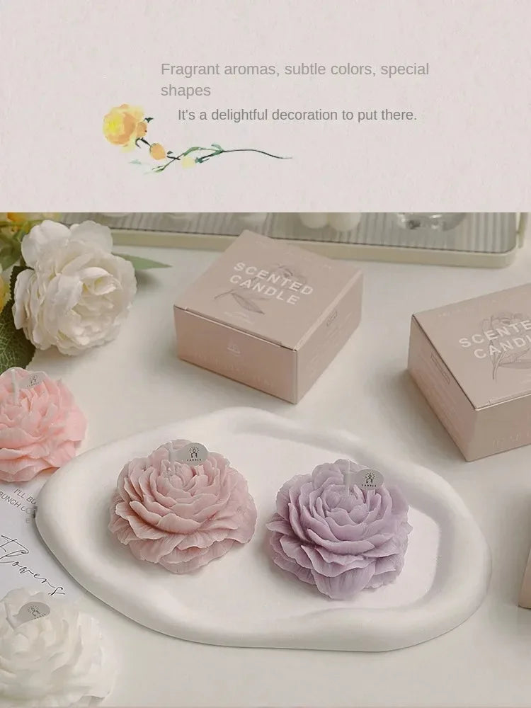 Creative Peony Candle Floral Fragrance Mothers Day Gift Idea Handmade Soy Wax Aromatherapy for Home Decor Favor Present