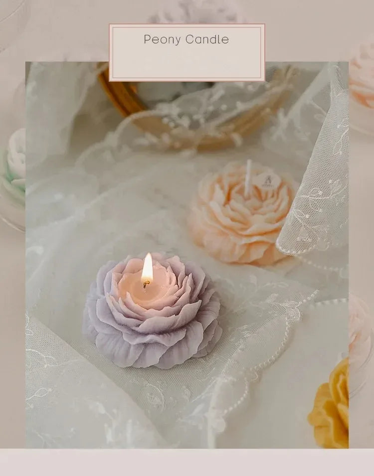 Creative Peony Candle Floral Fragrance Mothers Day Gift Idea Handmade Soy Wax Aromatherapy for Home Decor Favor Present