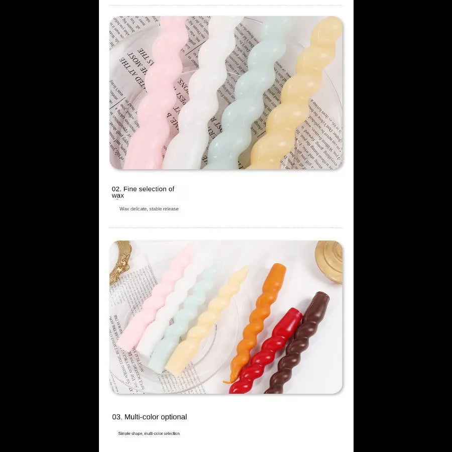 2pcs Ins Style Spiral Long Rod Candle Scented Candle Aromatherapy Soy Wax Candles Wedding Birthday Candle Party Home Decoration