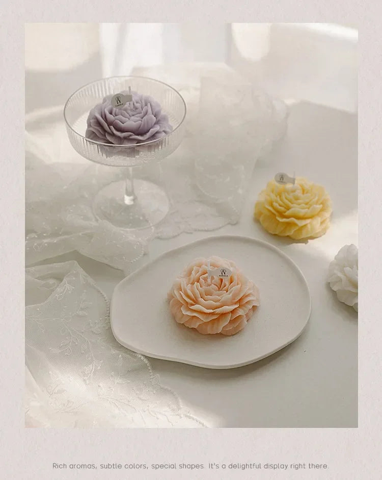 Creative Peony Candle Floral Fragrance Mothers Day Gift Idea Handmade Soy Wax Aromatherapy for Home Decor Favor Present