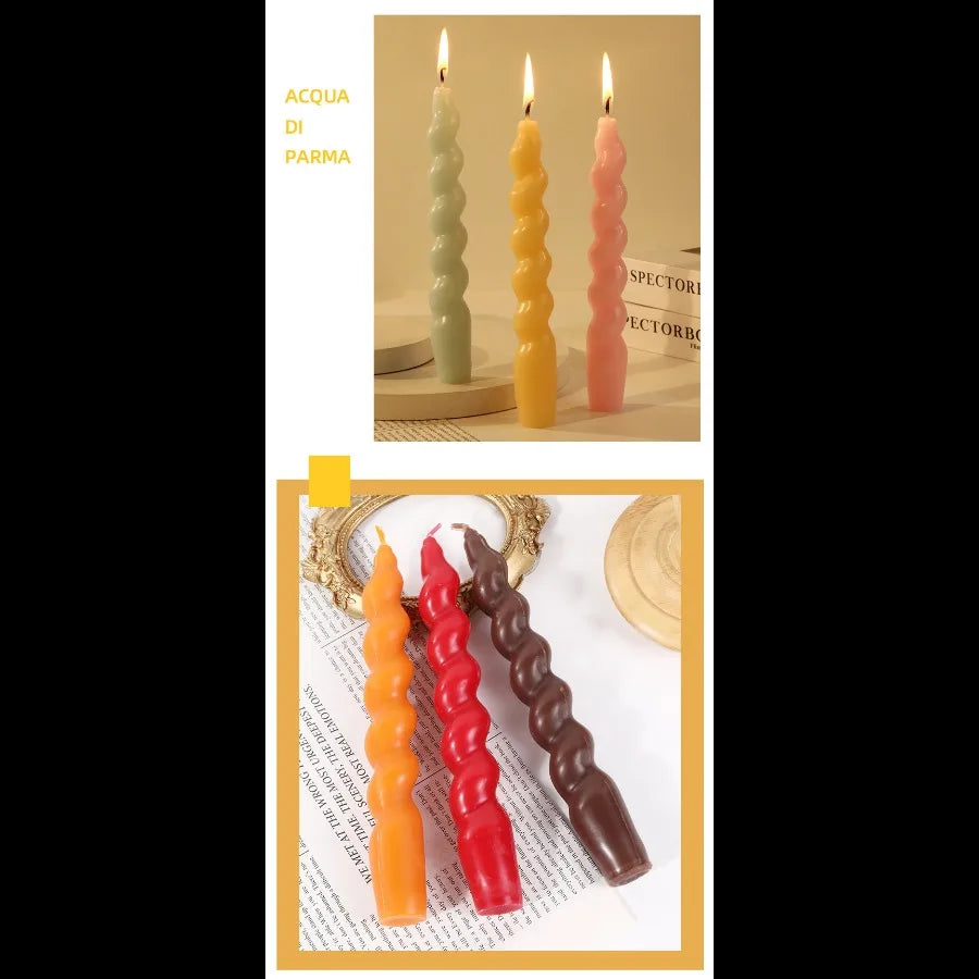2pcs Ins Style Spiral Long Rod Candle Scented Candle Aromatherapy Soy Wax Candles Wedding Birthday Candle Party Home Decoration