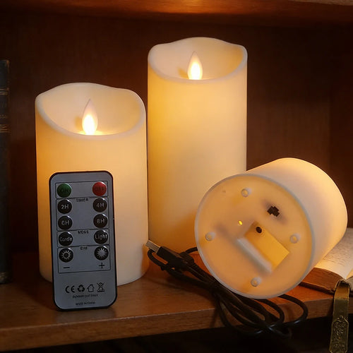 3pcs/set USB Rechargeable Flameless Electric Led Candles With Remote Control,Valentine Day Gifts,Home Decor.,Wedding Decoration