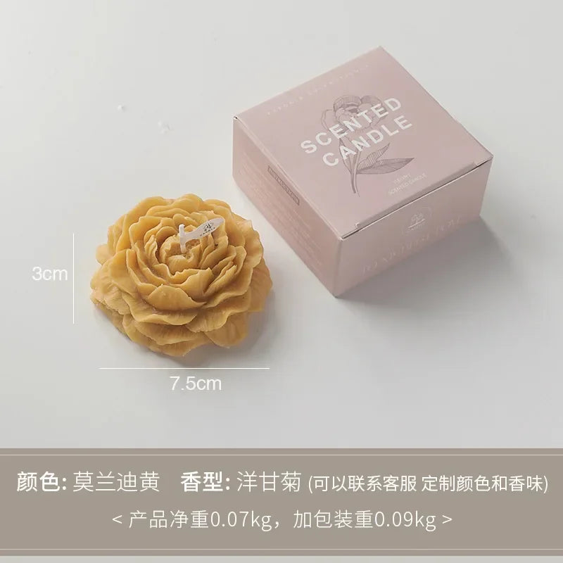Creative Peony Candle Floral Fragrance Mothers Day Gift Idea Handmade Soy Wax Aromatherapy for Home Decor Favor Present
