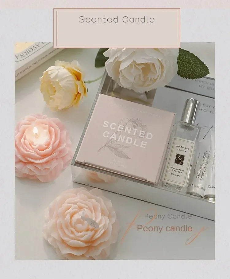 Creative Peony Candle Floral Fragrance Mothers Day Gift Idea Handmade Soy Wax Aromatherapy for Home Decor Favor Present