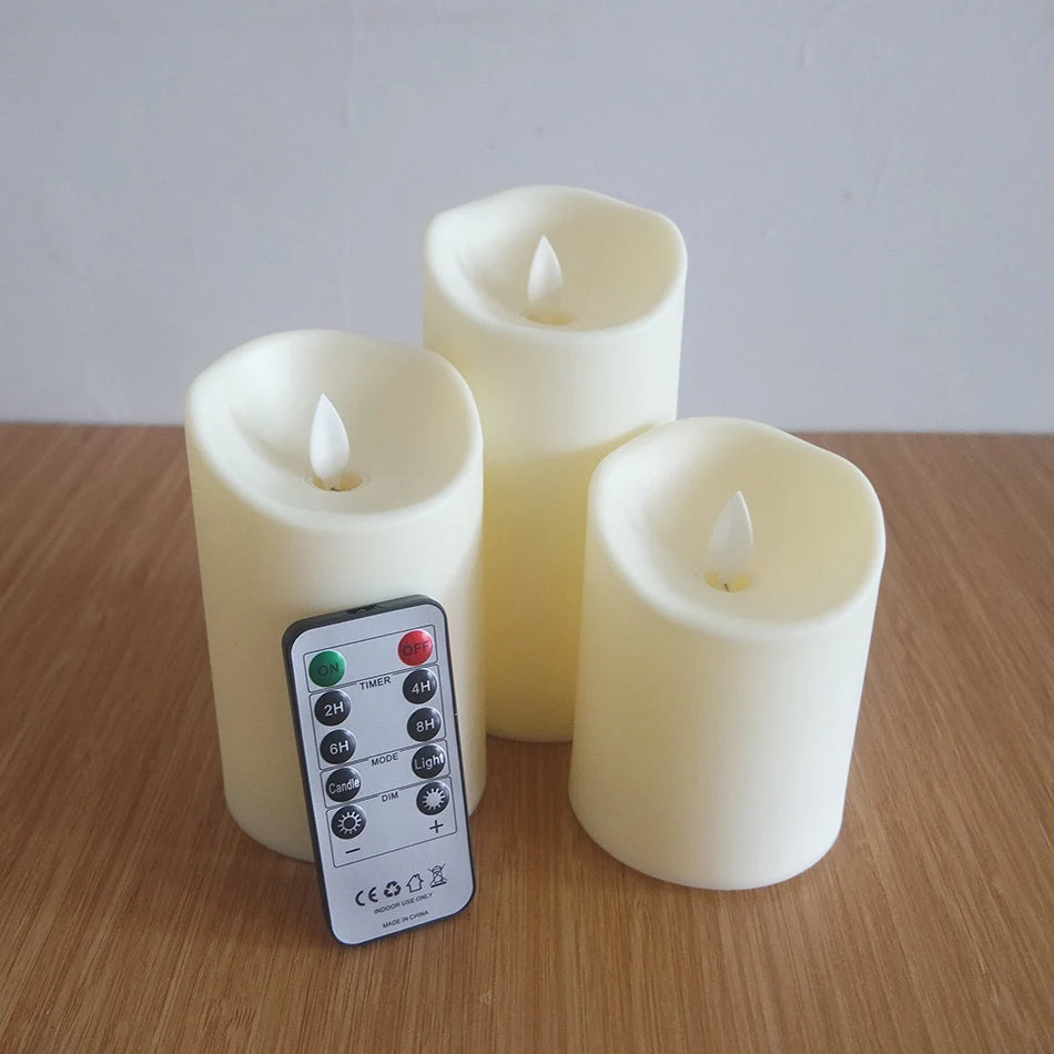 3pcs/set USB Rechargeable Flameless Electric Led Candles With Remote Control,Valentine Day Gifts,Home Decor.,Wedding Decoration