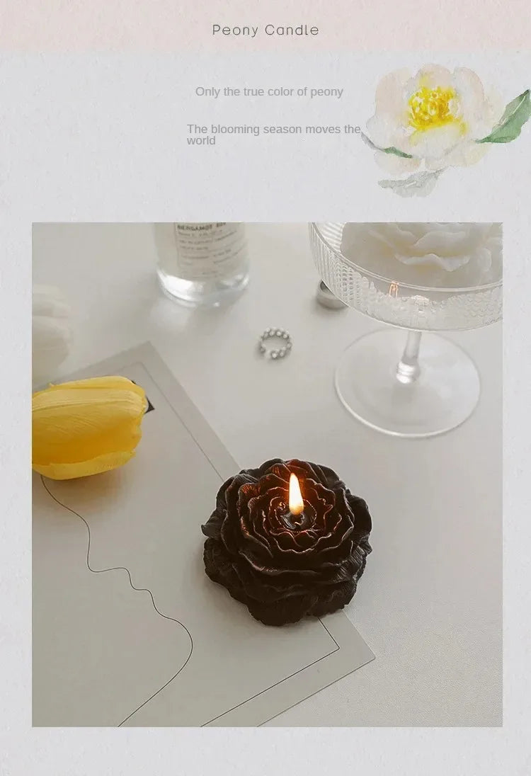 Creative Peony Candle Floral Fragrance Mothers Day Gift Idea Handmade Soy Wax Aromatherapy for Home Decor Favor Present