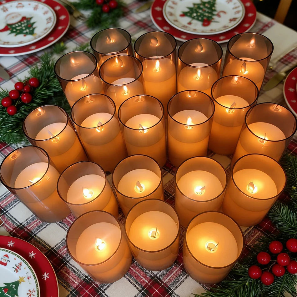 USB Rechargeable LED Candle Light 3pcs/set,Moving Wick Remote controlled,Christmas Candles,New Year Party Light,Home Decor.