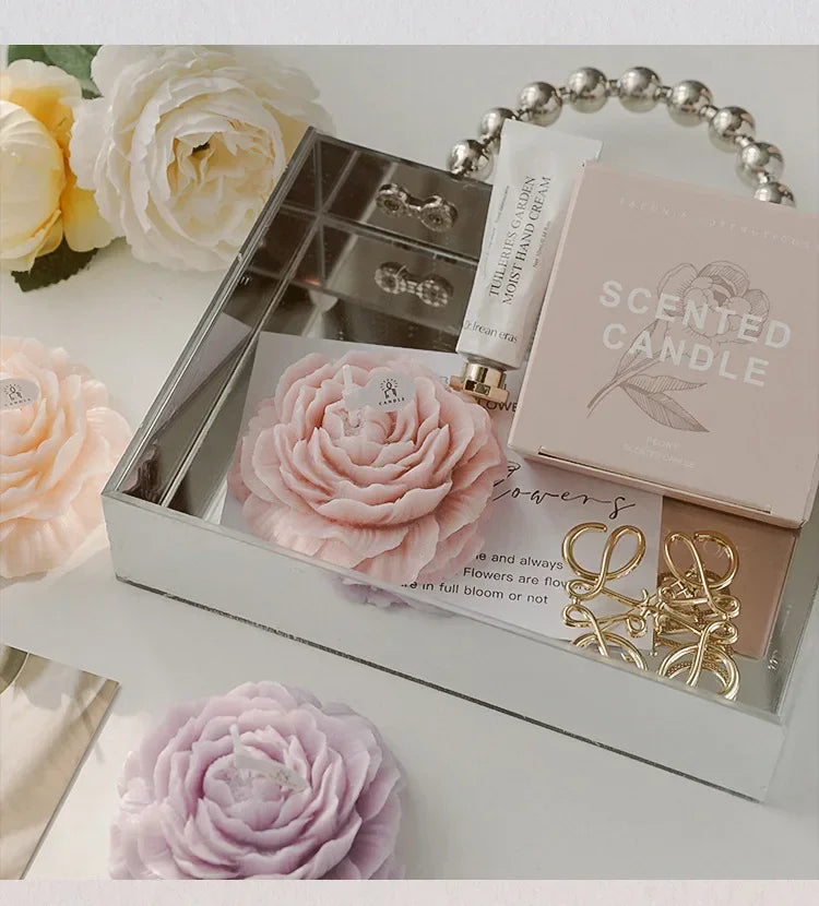 Creative Peony Candle Floral Fragrance Mothers Day Gift Idea Handmade Soy Wax Aromatherapy for Home Decor Favor Present