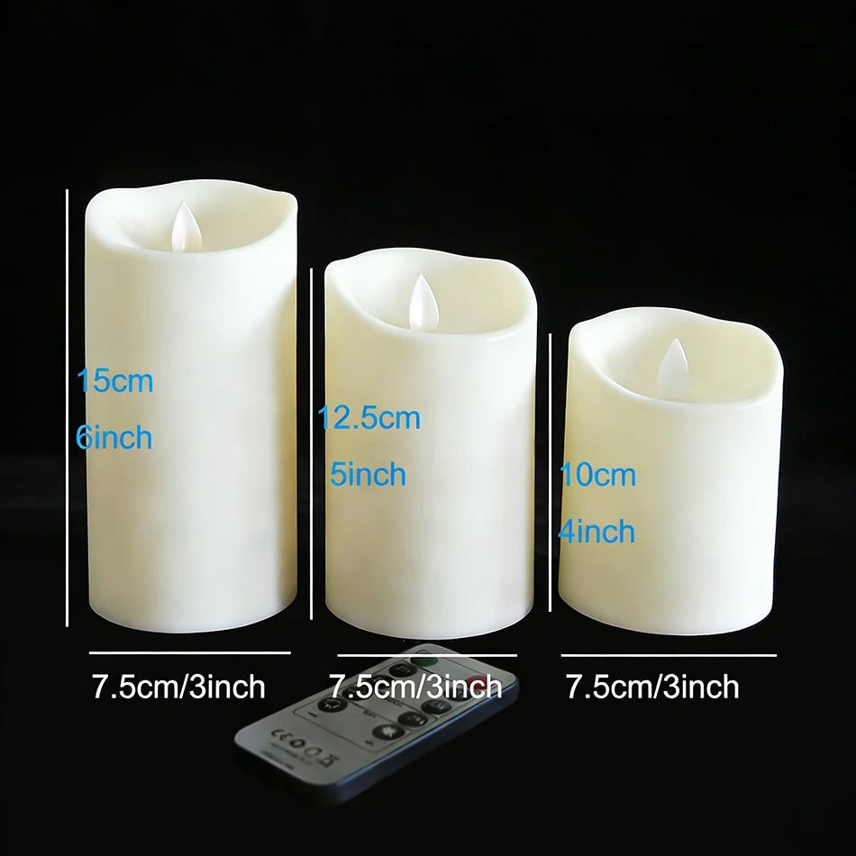 3pcs/set USB Rechargeable Flameless Electric Led Candles With Remote Control,Valentine Day Gifts,Home Decor.,Wedding Decoration