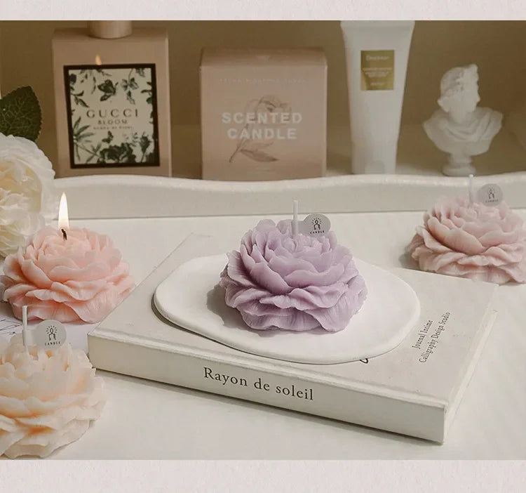 Creative Peony Candle Floral Fragrance Mothers Day Gift Idea Handmade Soy Wax Aromatherapy for Home Decor Favor Present