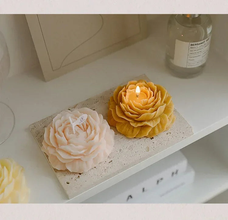 Creative Peony Candle Floral Fragrance Mothers Day Gift Idea Handmade Soy Wax Aromatherapy for Home Decor Favor Present