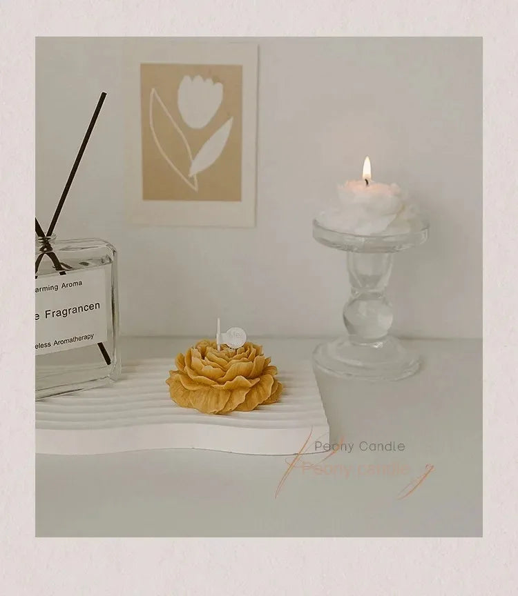Creative Peony Candle Floral Fragrance Mothers Day Gift Idea Handmade Soy Wax Aromatherapy for Home Decor Favor Present