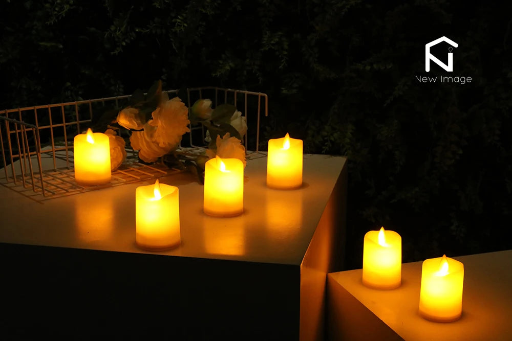 6Pcs Flickering Battery Candles Plastic Flameless Candles LED Electric Candles Fake Candle for Lantern Weddings Home Decor