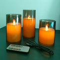 USB Rechargeable LED Candle Light 3pcs/set,Moving Wick Remote controlled,Christmas Candles,New Year Party Light,Home Decor.