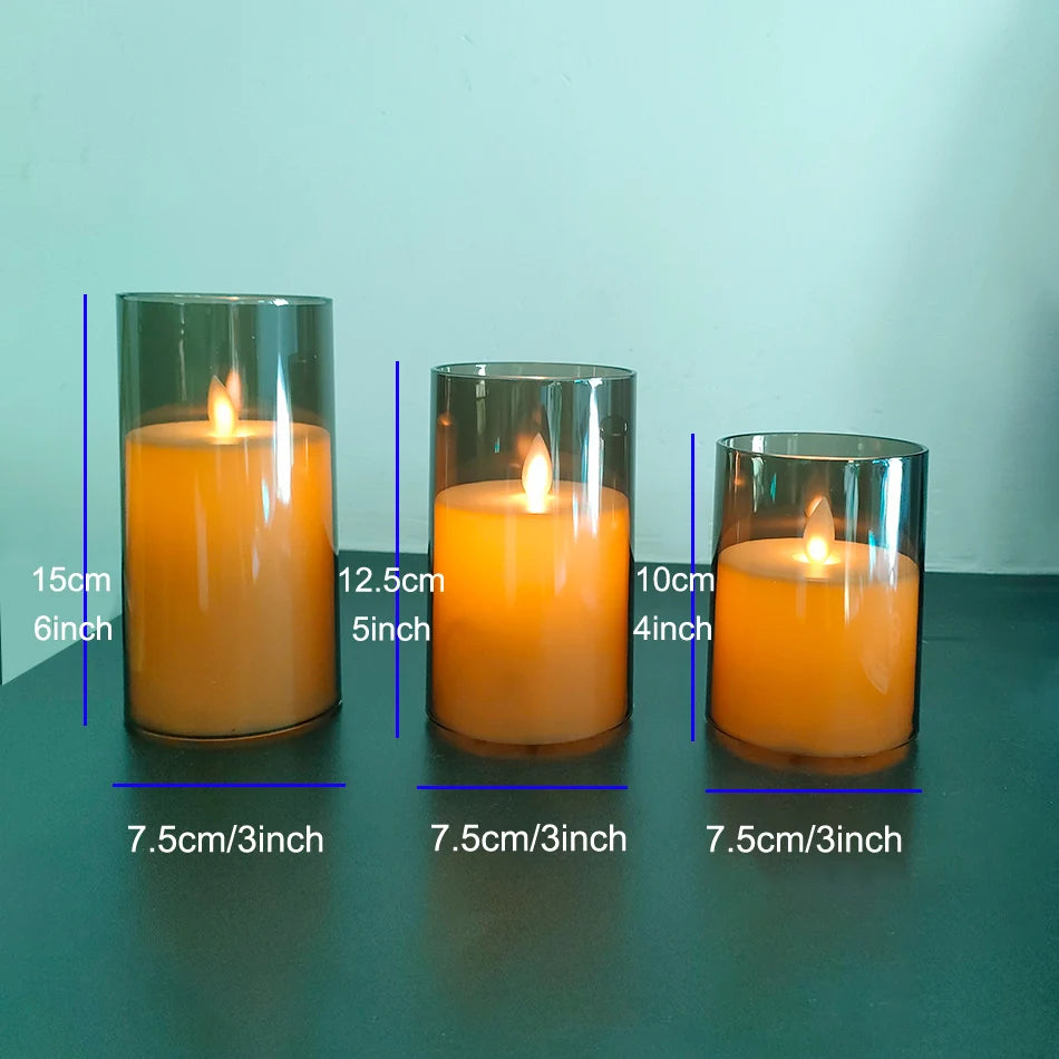 USB Rechargeable LED Candle Light 3pcs/set,Moving Wick Remote controlled,Christmas Candles,New Year Party Light,Home Decor.